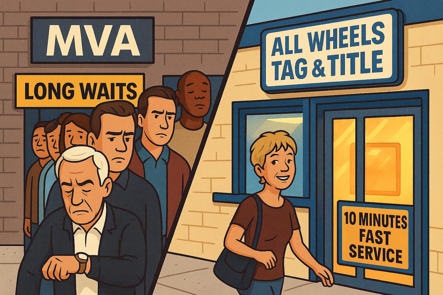 Fast 10-minute Maryland tag and title service at All Wheels in Gaithersburg