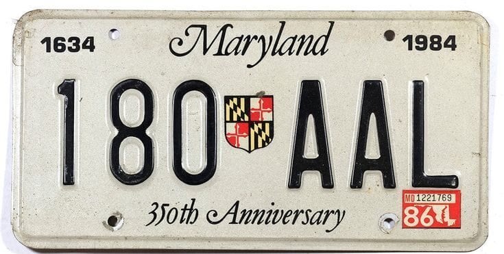Maryland license plate
